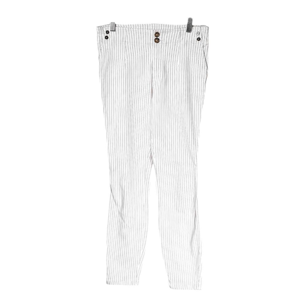 Pilcro and the Letterpress Anthropologie Ivory Striped Skinny Denim Pants 28